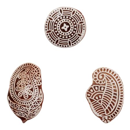 Set of 3 Piece New Mix Wooden Printing Blocks